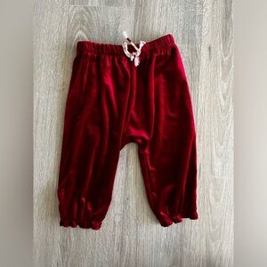 Peek Baby Red Velour Pants - Size 12-18 months